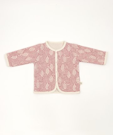 日本製ベビー服ブランド「スタンプル」北欧風フォレストジャガード綿コットン100％着心地抜群ベビー用カーディガンご出産祝い・ご出産準備に！75-85㎝ピンクMadeinJapanの画像