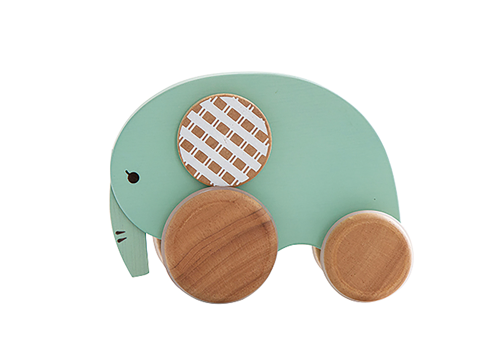 ラッピング無料！ご出産祝い・プチギフトに！レトロモダンなデザインでほっこり楽しい知育玩具〝レトロンフォレスト〟シリーズくるくるプッシュトイ おっとりEllie -エリーの画像