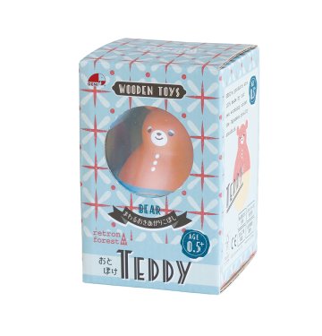 ラッピング無料！プチギフトに！レトロモダンなデザインでほっこり楽しい知育玩具”レトロンフォレスト″シリーズ「まわるおきあがりこぼし おとぼけTeddy -テディ-」ご出産祝いにも◎の画像