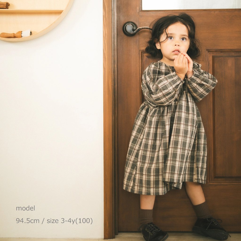 子供服ブランド「PetitMigプチミグ」秋の新作入荷！日本発子供服ブランド☆クラシカルなチェック柄ワンピース80サイズ、90サイズ、100サイズ、110サイズの画像