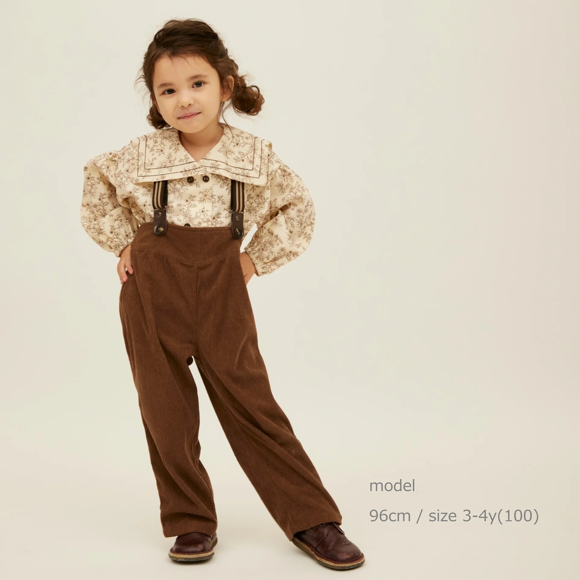 「PetitMigプチミグ」秋の新作子供服セーラーカラー花柄ダブルボタンブラウス・お誕生日プレゼント・クリスマスプレゼントに！80サイズ、90サイズ、100サイズ、110サイズの画像