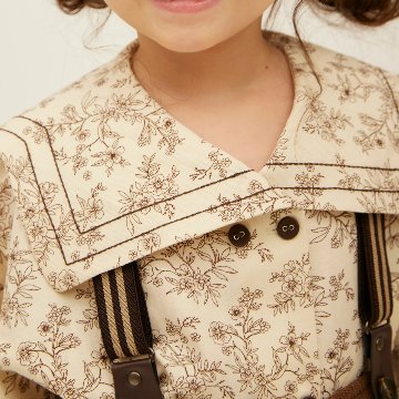 「PetitMigプチミグ」秋の新作子供服セーラーカラー花柄ダブルボタンブラウス・お誕生日プレゼント・クリスマスプレゼントに！80サイズ、90サイズ、100サイズ、110サイズの画像