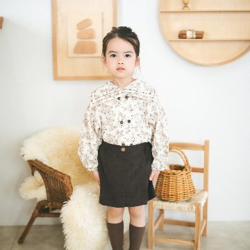 「PetitMigプチミグ」秋の新作子供服セーラーカラー花柄ダブルボタンブラウス・お誕生日プレゼント・クリスマスプレゼントに！80サイズ、90サイズ、100サイズ、110サイズの画像