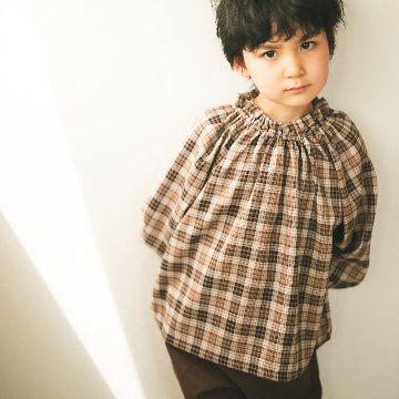 お誕生日プレゼント・クリスマスプレゼントに「PetitMigプチミグ」秋の新作子供服チェック柄ブラウス サイズ80-110までの画像
