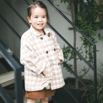お誕生日プレゼント・クリスマスプレゼントに「PetitMigプチミグ」秋冬の新作子供服チェック柄アウター ダブルボタンジャケットサイズ80，サイズ90，サイズ100，サイズ110の画像