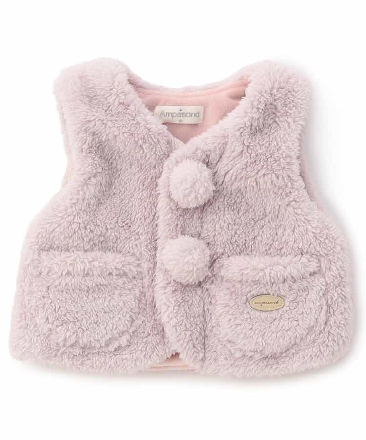 Ampersand(アンパサンド)の胴着・ベスト「ボアベスト」は、小さなお子様への贈り物や出産祝いにも最適。カジュアルスタイルが好みなママやパパ、ベビーにおすすめ♪ラベンダー・サイズ70の画像