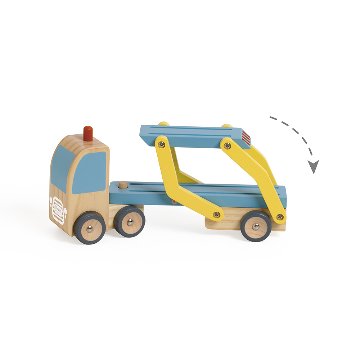 ベルギーおもちゃブランド「クラシックワールド」カートランスポーター 車のおもちゃ 知育玩具 トレーラー トラック ミニカー 木製 幼児 1歳半 18カ月 の画像