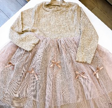 発表会などの特別なシーンでも！チュール付きワンピース・ドレス　リボン　シンプルデザインでお誕生日プレゼントにもおすすめサイズ80から120の画像