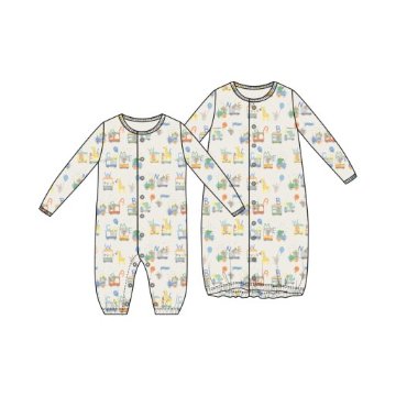 ご出産祝い・ご出産準備に！サンフランシスコ発ベビー服ブランド「エンジェルディア」2ウェイオール赤ちゃん服・カバーオール表示サイズ0-3M（目安50-60）お揃いのベビー用帽子も！の画像