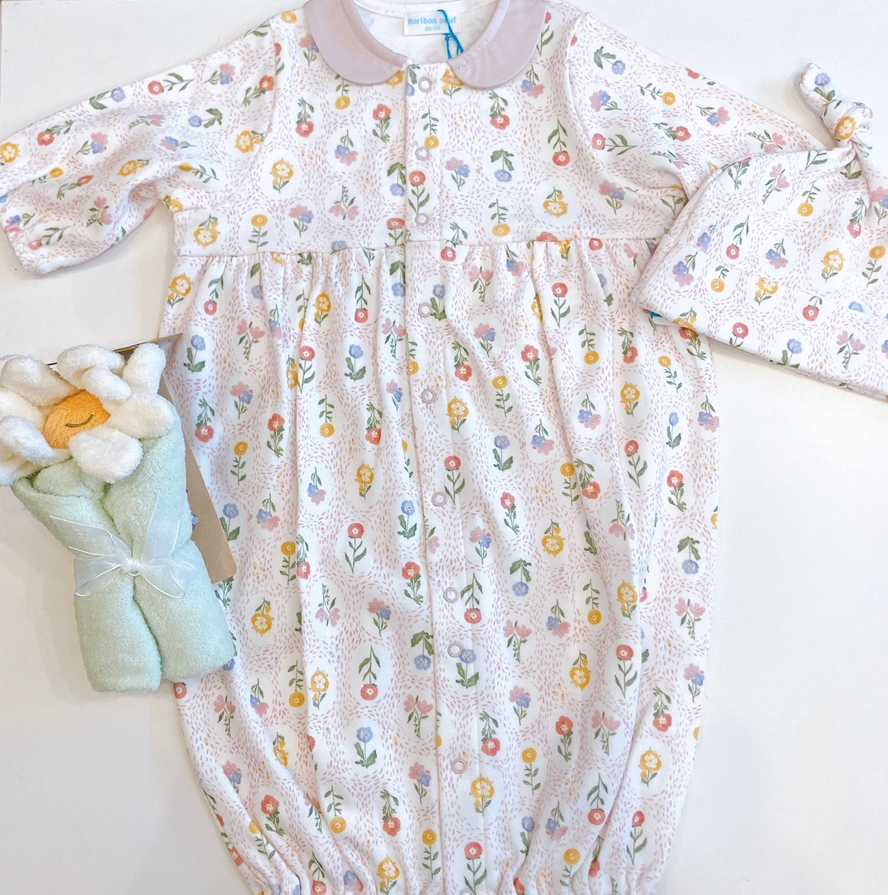 【ラッピング無料】出産祝いに人気｜日本製ベビー服2WAYオールギフト｜女の子におすすめ【上質な贈り物】Boribonウーフ｜新生児から長く使えますの画像