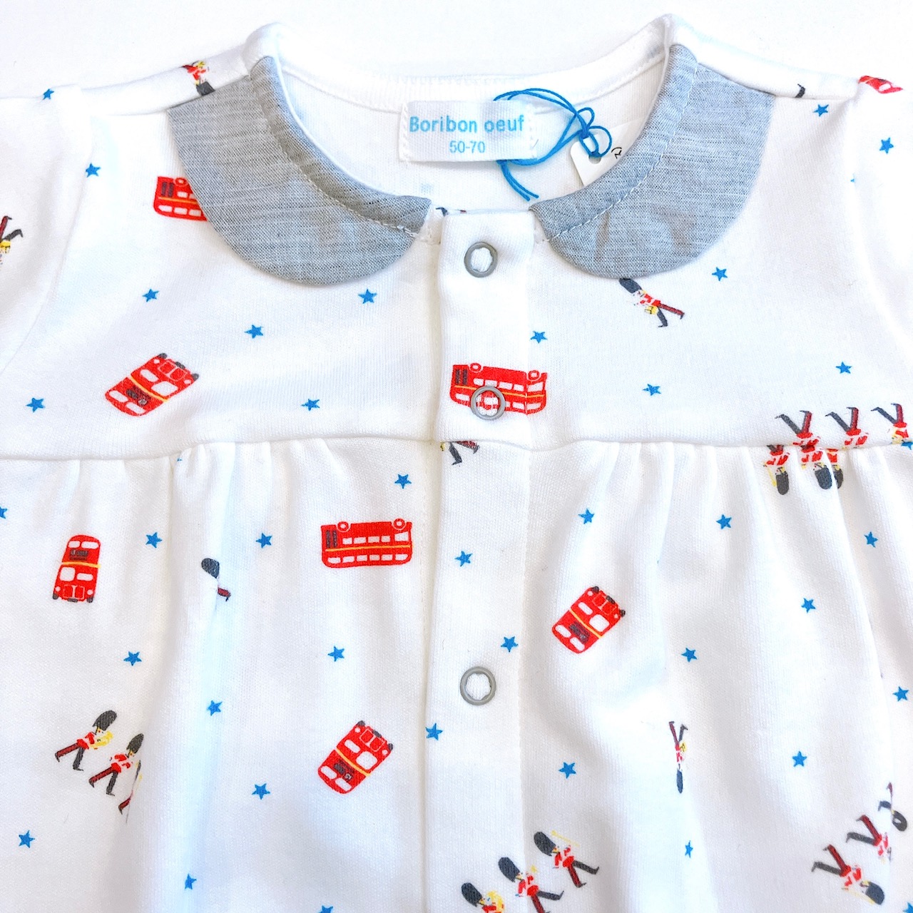 【ラッピング無料】出産祝いに人気｜日本製ベビー服2WAYオールギフト3点｜男の子赤ちゃんにも女の子ベビーにも【上質な贈り物】Boribonウーフ｜新生児から長く使えますロンドンの画像