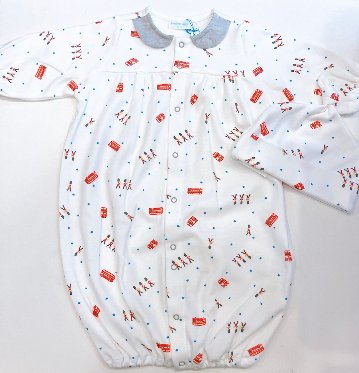 【ラッピング無料】出産祝いに人気｜日本製ベビー服2WAYオールギフト3点｜男の子赤ちゃんにも女の子ベビーにも【上質な贈り物】Boribonウーフ｜新生児から長く使えますロンドンの画像