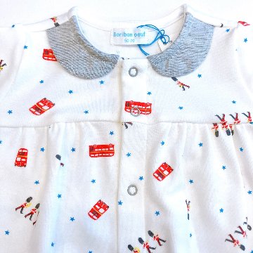 【ラッピング無料】出産祝いに人気｜日本製ベビー服2WAYオールギフト3点｜男の子赤ちゃんにも女の子ベビーにも【上質な贈り物】Boribonウーフ｜新生児から長く使えますロンドンの画像