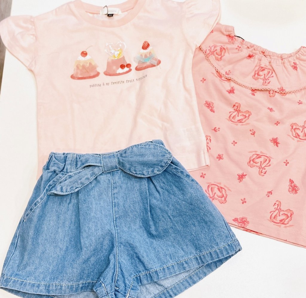 【80cm】1歳のお誕生日プレゼントにもおすすめ｜夏のおでかけ女の子3点セット1歳頃におすすめ｜かわいい女の子おでかけコーデの画像