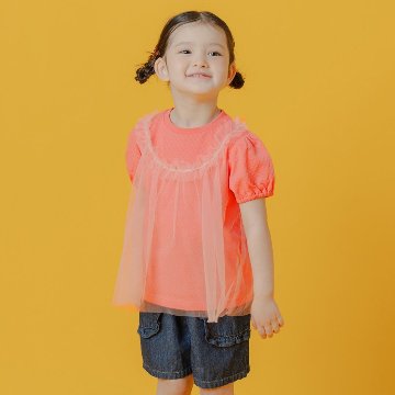 100サイズ 女の子 春夏お出かけコーデ3点セット｜花柄ウィンドブレーカー×チュールTシャツ×ハーフパンツ 3点セット｜ご入園祝いや2歳-3歳のお誕生日プレゼントに！！の画像