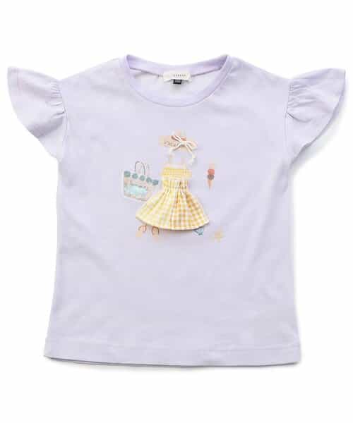110サイズ｜女の子3点セット ペプラムデザインがかわいい♪ ウィンドブレーカー×長袖Tシャツ×半袖Tシャツ｜季節の変わり目に便利な着まわし3点セットの画像