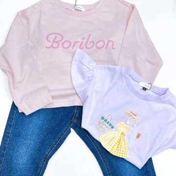 110サイズ｜女の子3点セット ペプラムデザインがかわいい♪ ウィンドブレーカー×長袖Tシャツ×半袖Tシャツ｜季節の変わり目に便利な着まわし3点セットの画像