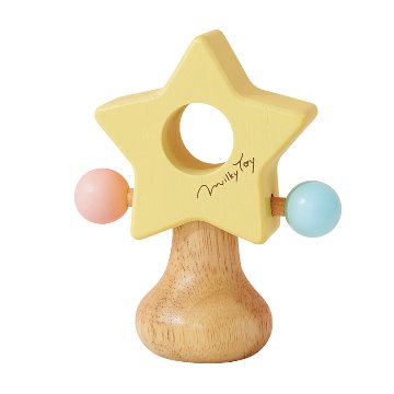 ご出産祝いに！木の音色と色あいがやさしい、お星さまのかたちをしたラトルMilky Toy シリーズ☆Twinkle Star - ティンクルスター 画像