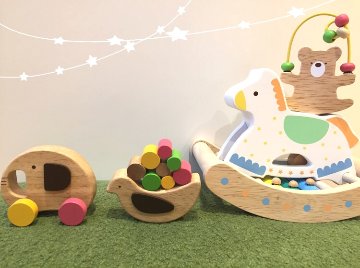 木のおもちゃ ベビー向けルーピングベア赤ちゃん おもちゃ ビーズコースター 木製玩具出産祝い 内祝い 画像