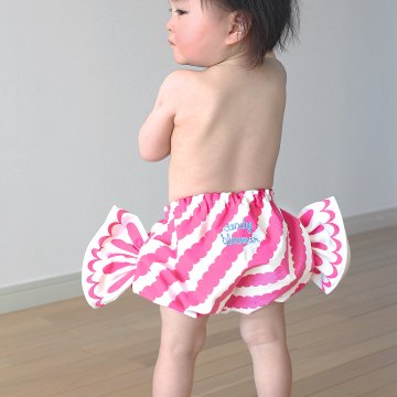 MadeInJapan日本製ベビー服☆スウィーツとベビー、2つのかわいさが組み合わさったキュートなキャンディブルマ”アップルピール”ピンク画像