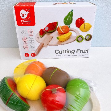 ラッピング無料！ベルギー玩具ブランド「クラシックワールド」おままごとカッティングフルーツキッチンお誕生日プレゼント2歳~知育玩具ごっこ遊びの画像