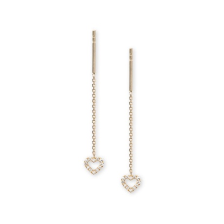 K10YG　カヴィティハート・ダイヤチェーンピアスの画像