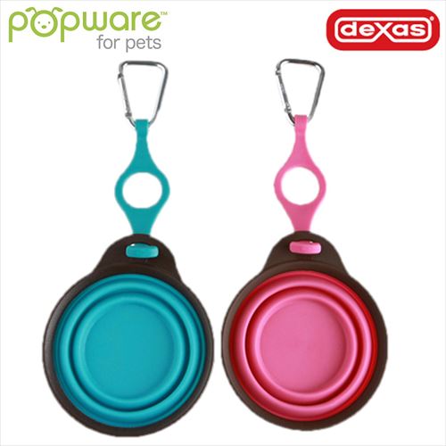 Popware ぺたんこボウル　ボトルホルダー付き [給水　折りたたみ　カラビナ付き　Dexas]の画像