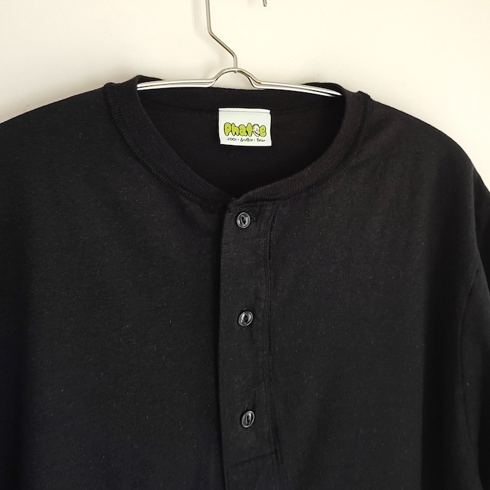 Phatee - HEMP HENLEY NECK S/S / BLACKの画像