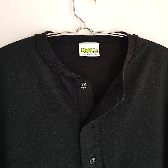 Phatee - HEMP HENLEY NECK S/S / BLACKの画像