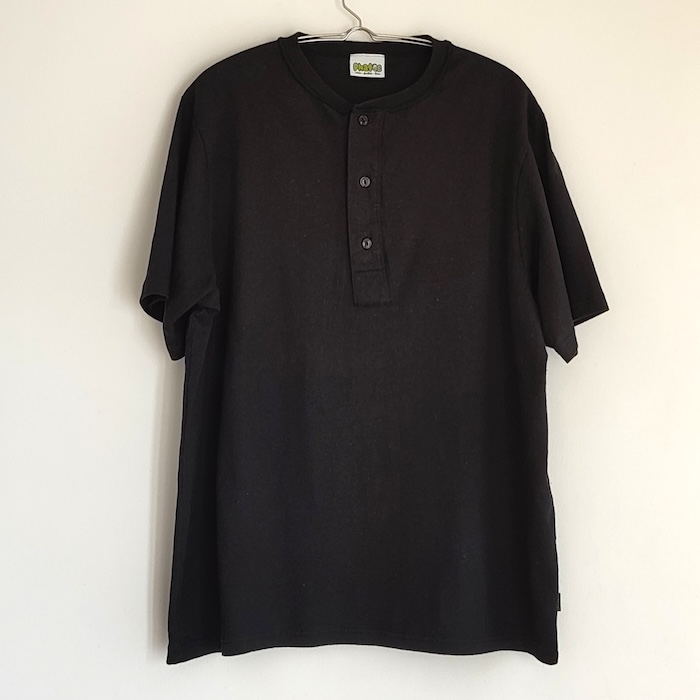 Phatee - HEMP HENLEY NECK S/S / BLACKの画像