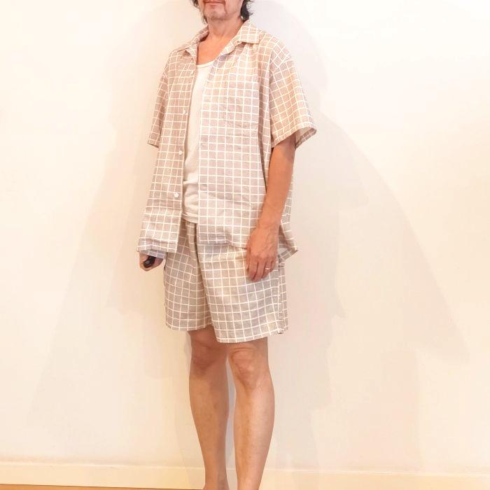 Phatee SPECIALS - S/S SHIRTS + SHORTS SET-UP / BEIGE CHECKの画像
