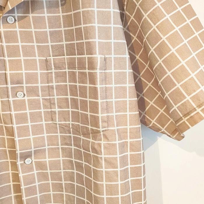 Phatee SPECIALS - S/S SHIRTS + SHORTS SET-UP / BEIGE CHECKの画像