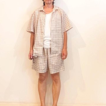 Phatee SPECIALS - S/S SHIRTS + SHORTS SET-UP / BEIGE CHECKの画像