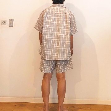Phatee SPECIALS - S/S SHIRTS + SHORTS SET-UP / BEIGE CHECKの画像