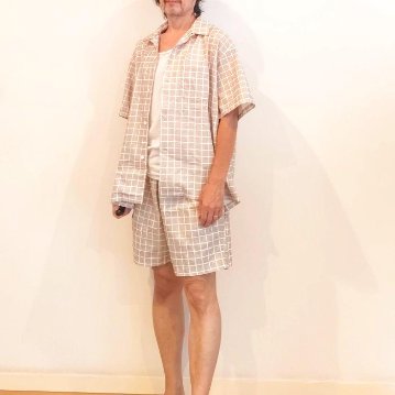 Phatee SPECIALS - S/S SHIRTS + SHORTS SET-UP / BEIGE CHECKの画像