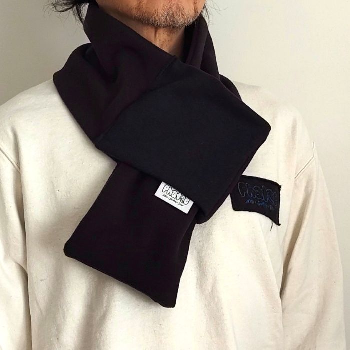 Phatee - LOOP MUFFLER HEMP SWEAT + RECYCLE FLEECE- BLACKの画像