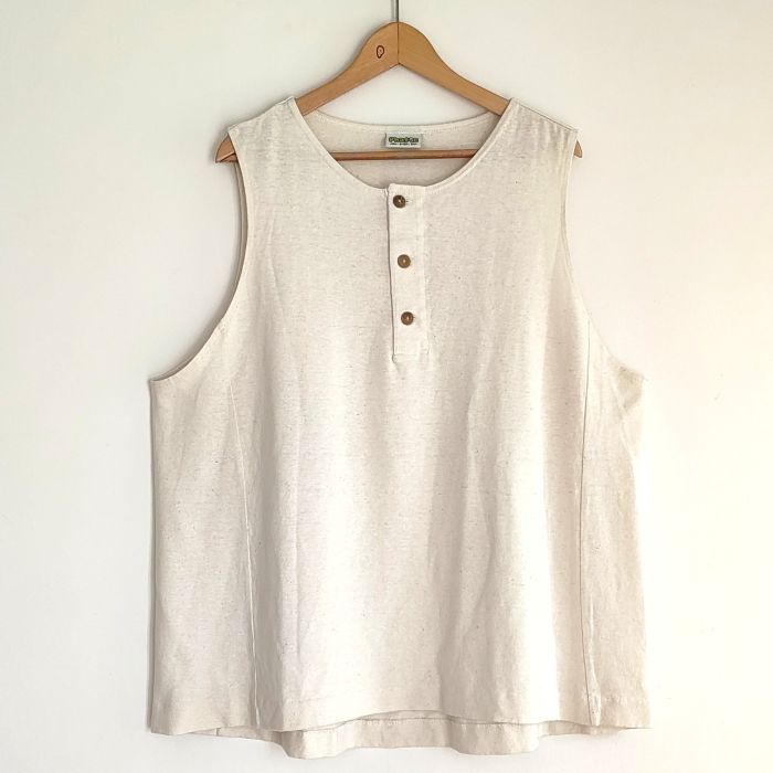 hemp / organic cotton henley wide tank top/ kinariの画像