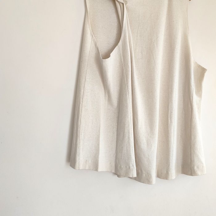 hemp / organic cotton henley wide tank top/ kinariの画像