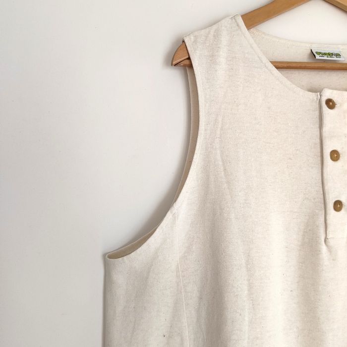hemp / organic cotton henley wide tank top/ kinariの画像