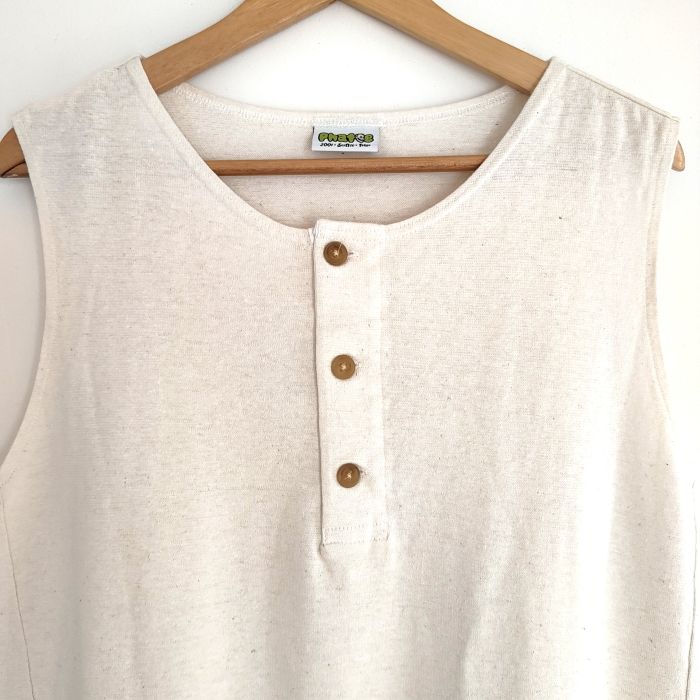 hemp / organic cotton henley wide tank top/ kinariの画像