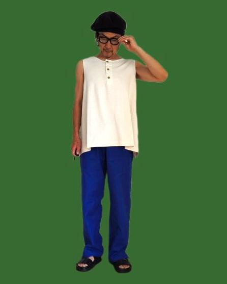 hemp / organic cotton henley wide tank top/ kinariの画像