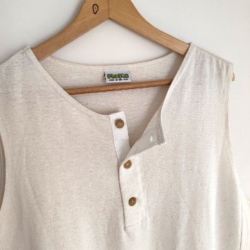 hemp / organic cotton henley wide tank top/ kinariの画像
