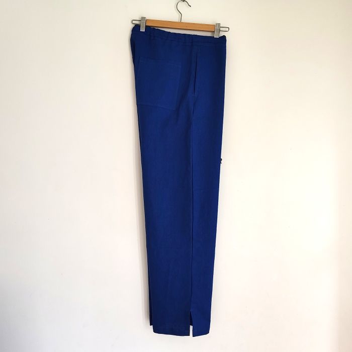 Phatee - hemp/coton plain weave easy long pants / blue (sharing with the CEO)の画像