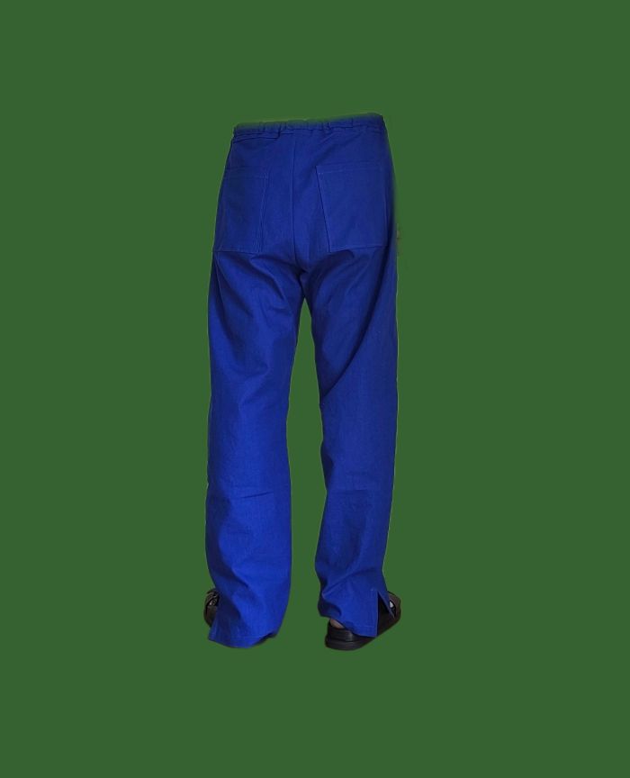Phatee - hemp/coton plain weave easy long pants / blue (sharing with the CEO)の画像