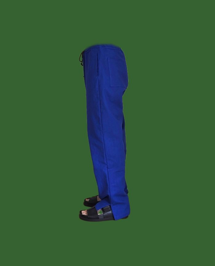 Phatee - hemp/coton plain weave easy long pants / blue (sharing with the CEO)の画像