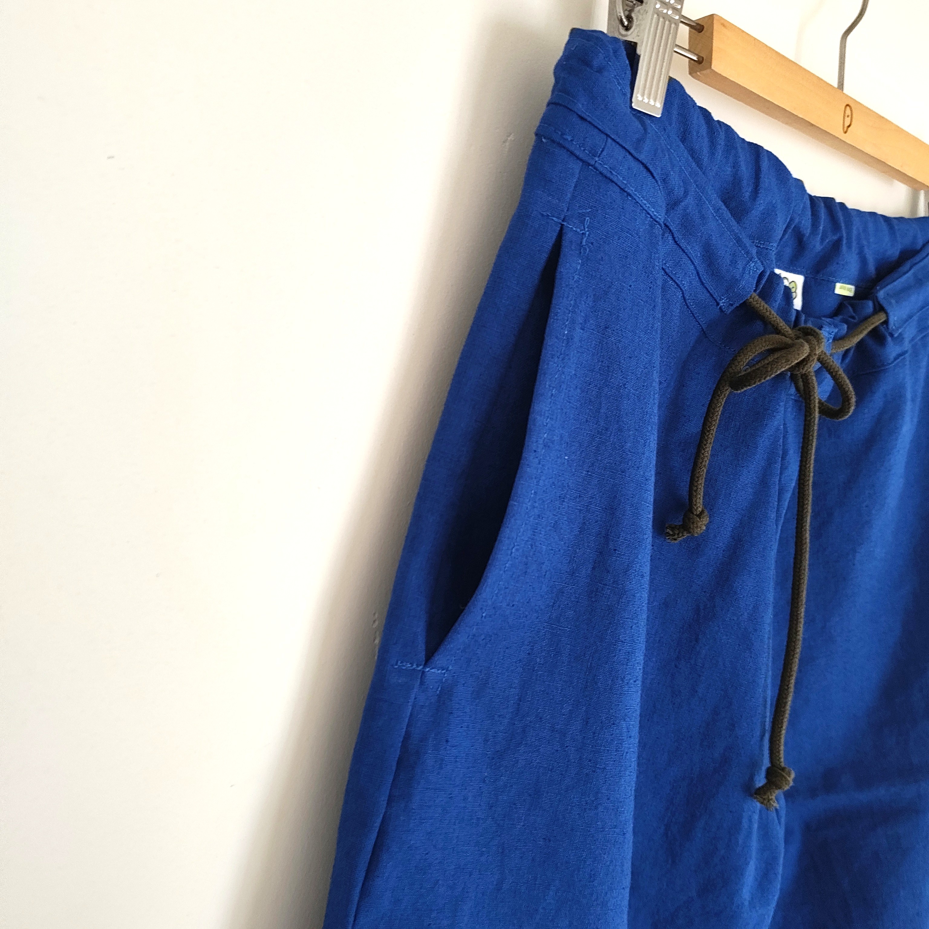 Phatee - hemp/coton plain weave easy long pants / blue (sharing with the CEO)の画像