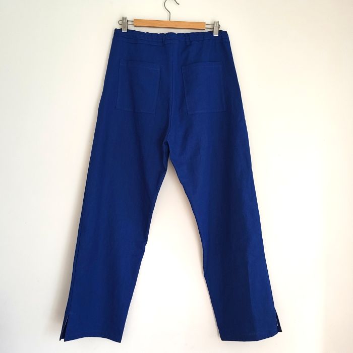 Phatee - hemp/coton plain weave easy long pants / blue (sharing with the CEO)の画像