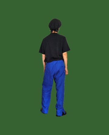 Phatee - hemp/coton plain weave easy long pants / blue (sharing with the CEO)の画像