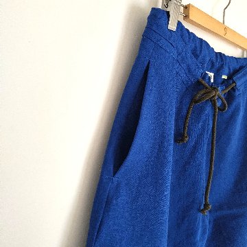 Phatee - hemp/coton plain weave easy long pants / blue (sharing with the CEO)の画像