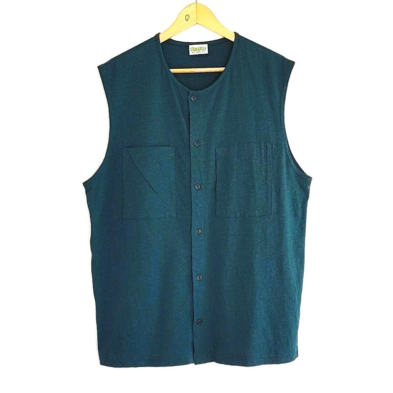 Phatee - NO SLEEVE SHIRTS HEMP JERSEY- TEAL GREENの画像